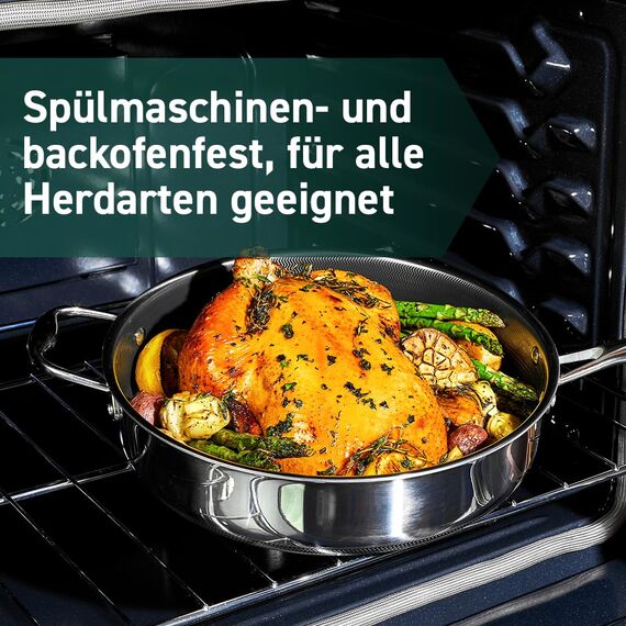 HexClad Hybrid-Antihaft-Schmorpfanne mit Deckel, 3,3 l, spülmaschinen- und ofenfest, induktionsgeeignet, kompatibel mit allen Herdarten