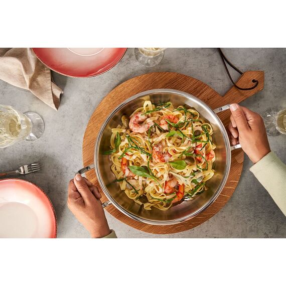 Fissler Original-Profi Collection/Edelstahl-Servierpfanne (Ø 28 cm, 3,0L) runder Bräter, hoher Rand, unbeschichtet, Made in Germany - Induktion