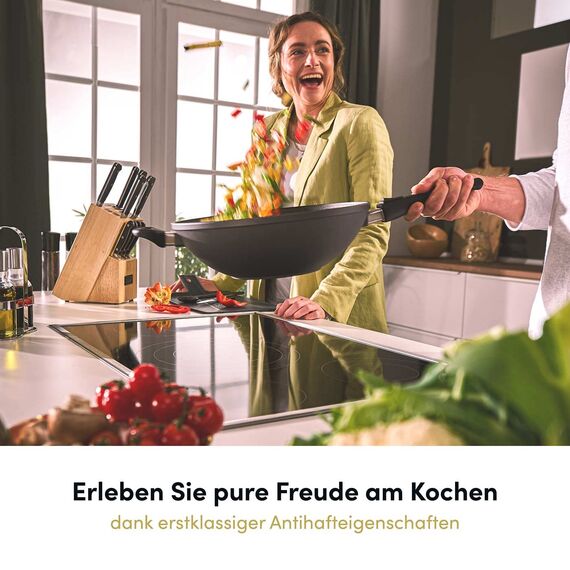Hoffmann Induktions Schmortopf Made in Germany 28cm 8 Liter I 16 cm Höhe I Gemüsetopf Kochtopf beschichtet I Großer Topf I Spargeltopf Aluminium Guss I Glasdeckel Induction Cookware Aluguß