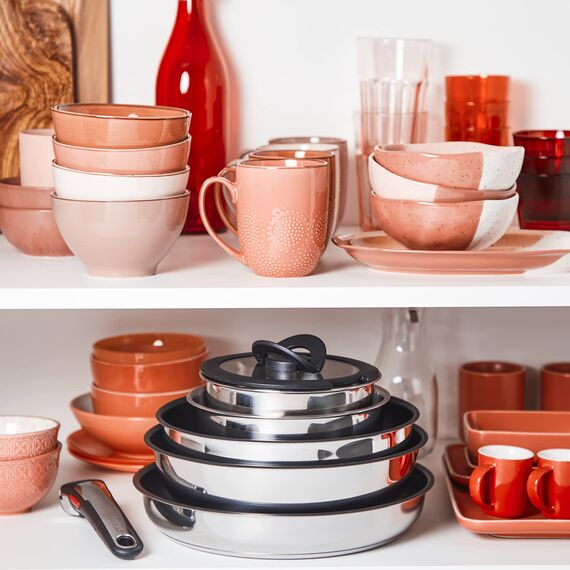 Tefal Ingenio Preference 4-teiliges Topfset Induktion, 16, 18, 20cm mit Griff, stapelbar, platzsparend, hochwertiger Edelstahl, für alle Herdarten geeignet, L898S4