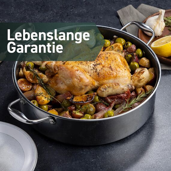 HexClad Hybrid antihaftbeschichtete Sauteuse mit Deckel, Heißluftfritteuse, 6,6 Liter, spülmaschinen- und ofenfest, kompatibel mit allen Herdarten