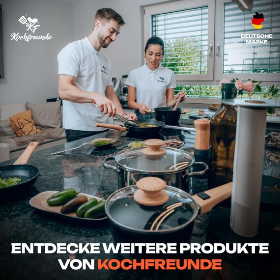 Kochfreunde® Pfannenset 3-teilig, Pfanne 20, 24, 28 cm, [Abnehmbarer Griff] Antihaft Beschichtete Bratpfanne Induktion, PFOA-Frei Induktionspfanne, geeignet für alle Herdarten
