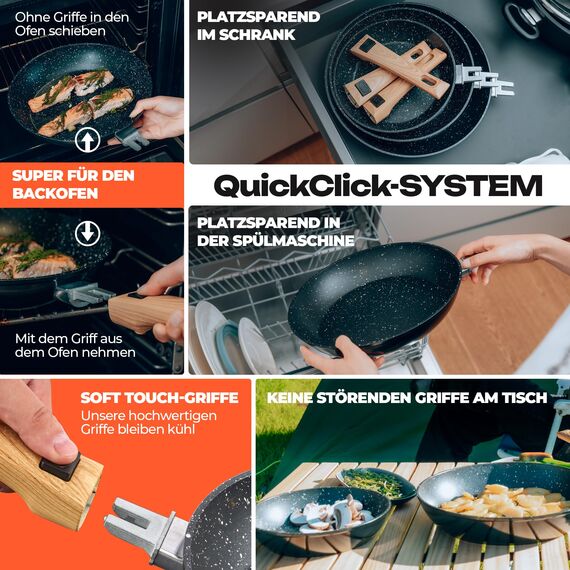 Kochfreunde® Pfanne Bratpfanne 28 cm [Abnehmbarer Griff] Antihaft beschichtete Pfanne Induktion, PFOA-Frei Induktionspfanne, Brat- & Universalpfanne geeignet für alle Herdarten, Jetzt Testen