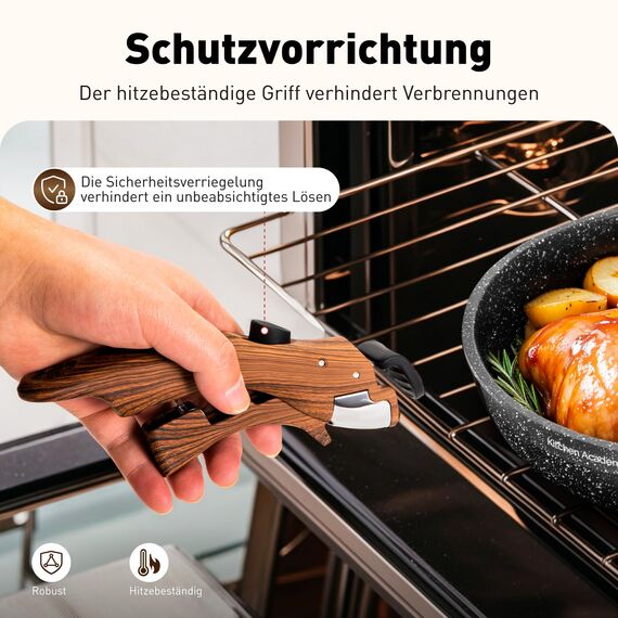 Kitchen Academy Abnehmbarer Griff Bratpfanne Ersatz für Topfgriffe für Tragbares Kochgeschirr, Abnehmbarer Griff für Töpfe Pfannen und Stapelbares Kochgeschirrset Hitzebeständiger