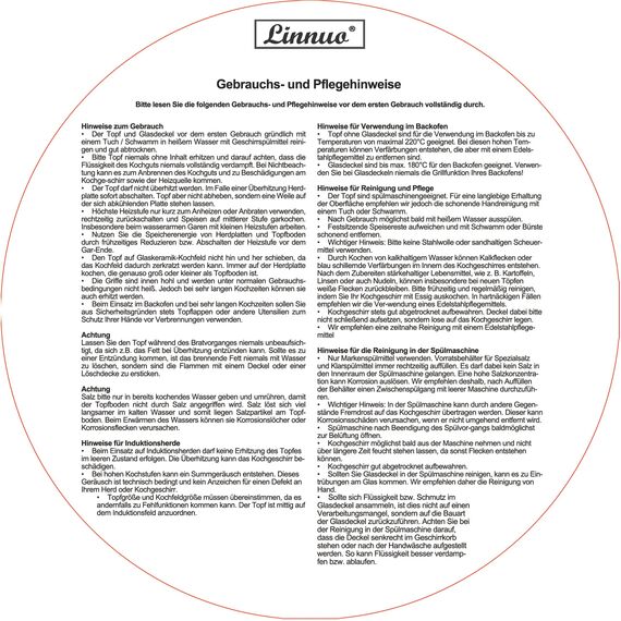 Linnuo Topf 6,8l mit Glasdeckel, Edelstahltopf, Griff Nicht heiß | Topf Induktion geeignet, Stabiler Boden für alle Herdearten | Kochtopf groß, als Suppentopf Kartoffeltopf Nudeltopf | Cooking Pot