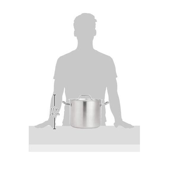 Amazon Basics Edelstahl-Suppentopf mit Aluminiumbeschichtung und Deckel, 11.4 l, Silber