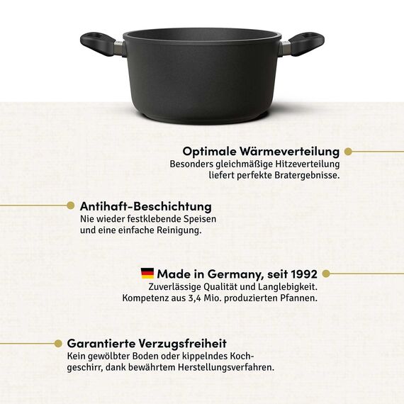 Hoffmann Topf Kochtopf Suppentopf Induktion Glasdeckel Aluguss Made in Germany Hoher Rand Induktionsherd Induktionsfähig Backofenfest Backofengeeignet Bratentopf Durchmesser Schmortopf