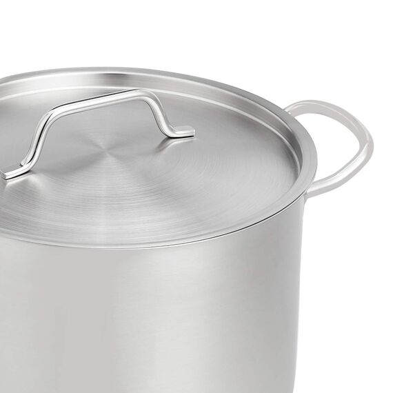 Amazon Basics Suppentopf mit Deckel, Edelstahl mit Aluminiumbeschichtung, 9,5 l, Silber