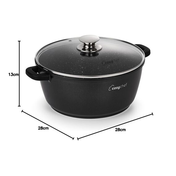 CosyChef Leia Kochtopfset 28 cm - 2-teiliges Kochtopfset mit Glasdeckel und Antihaftbeschichtung - Geeignet für alle Herdarten, auch Induktion - PFOA-frei