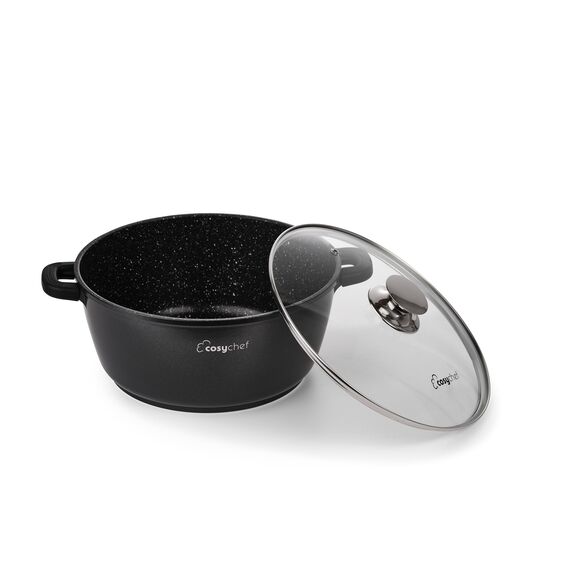 CosyChef Leia Kochtopfset 28 cm - 2-teiliges Kochtopfset mit Glasdeckel und Antihaftbeschichtung - Geeignet für alle Herdarten, auch Induktion - PFOA-frei