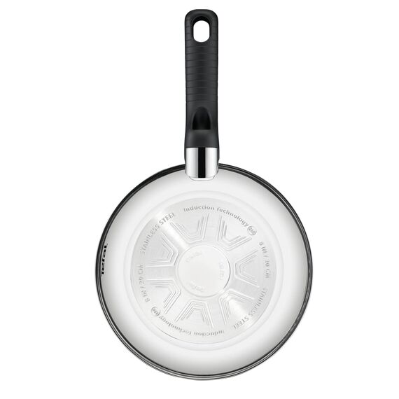 Tefal Comfort Max 26 cm Bratpfanne, Premium Edelstahl, Thermo-Spot Temperaturanzeige, Antihaftbeschichtung, Induktion G7260544, Schwarz, Silber