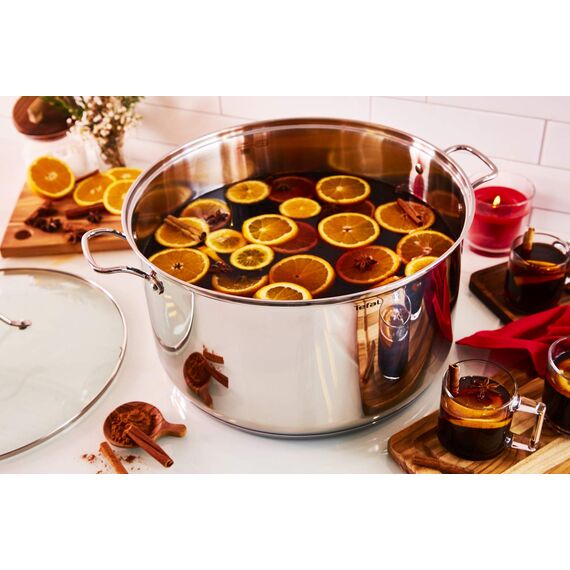 Tefal Intuition XL Kochtopf 36 cm / 17,5 l, Induktion, Edelstahl 18/10, 5 Jahre Garantie, robuste genietete Griffe, Glasdeckel B8647504