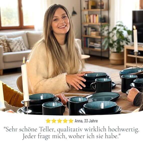 Steingut kleine Kaffeetassen 6 Pers. Ibiza Hochwertiges Mediterranes TEST SEHR GUT Tassen Set, Spülmaschinen-, Mikrowellen- und Kratzfest - Stylisches Tee- und Kaffeebecher Set - Pure Living in Petrol