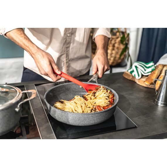 BALLARINI Salina hohe Bratpfanne aus Aluminium, 28 cm, Antihaftbeschichtung, für alle Herdarten, Grau, Steinoptik