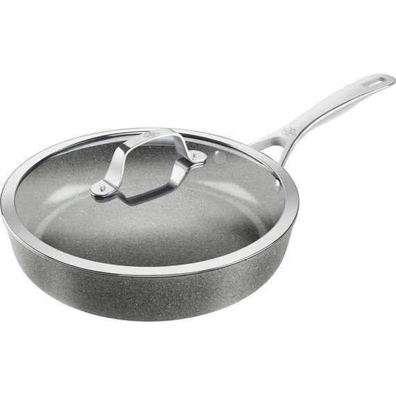 BALLARINI Salina Schmorpfanne mit Deckel, 28 cm, Keramikantihaftbeschichtung mit Titan-Hartgrundierung, kratzfeste Keramikpfanne für alle Herdarten, Induktionsgeeignet [Made in Italy]