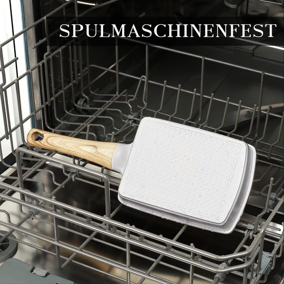 GiPP Tamagoyaki Pfanne Induktion, 18x13 cm Japanische Omelettpfanne, Granit-Antihaftbeschichtung, PFOS/PFOA-frei, Vielseitige Kleine Pfanne für Gebratenes Frühstück/Eier/Wurst/Speck/Käse, Weiß