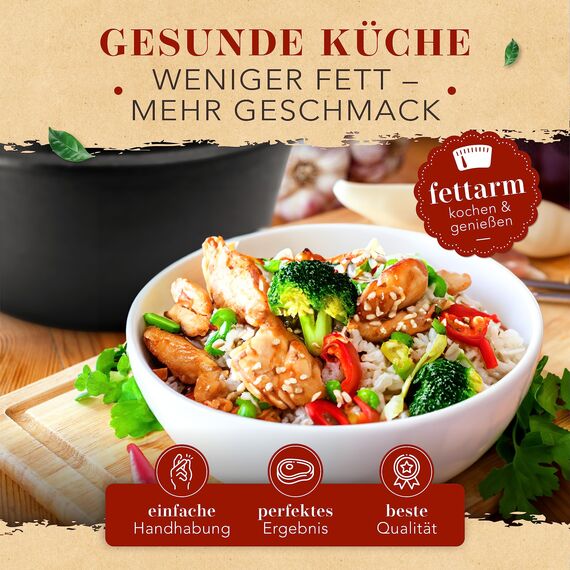 KRUSTENZAUBER 28cm Aluguss Bräter mit Deckel backofengeeignet [inkl. Glasdeckel] - 6L Aluminium Schmortopf & Bratpfanne - Idealer Bräter Induktion, Schmorpfanne, Bratentopf, Gussbräter, Kasserolle