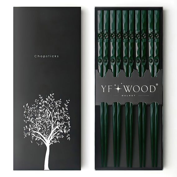 AOOSY Essstäbchen aus Fiberglas, japanischer Stil, schönes Design, rutschfest, wiederverwendbar, mit Geschenkbox, 5 Paar