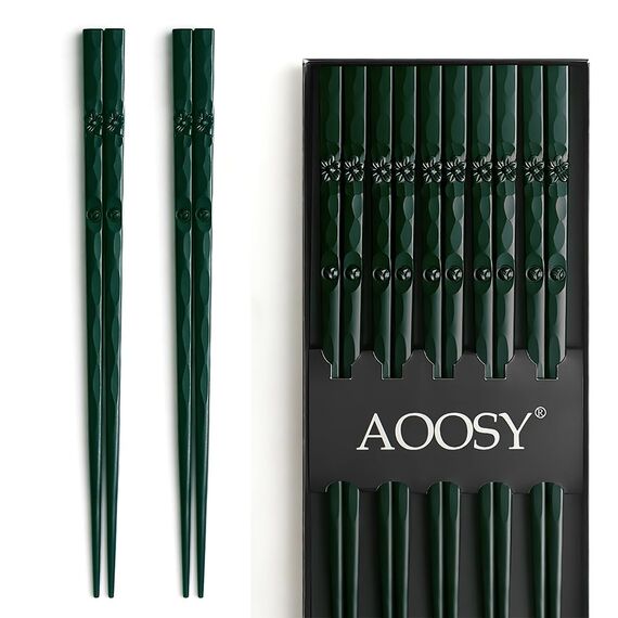 AOOSY Essstäbchen aus Fiberglas, japanischer Stil, schönes Design, rutschfest, wiederverwendbar, mit Geschenkbox, 5 Paar