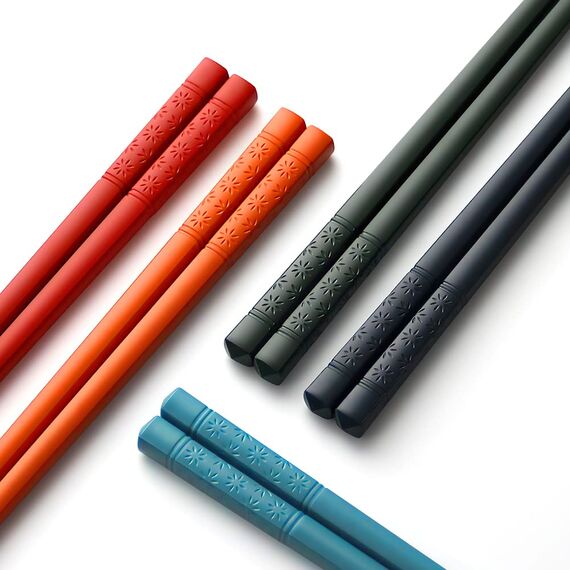 AOOSY Wiederverwendbare Essstäbchen aus Fiberglas, mehrfarbig, chinesische Essstäbchen, spülmaschinenfest, 5 Paar japanische Essstäbchen, Geschenk-Set, 24 cm (5 Farben)