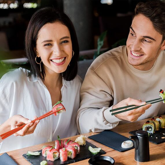 AOOSY Wiederverwendbare Essstäbchen aus Fiberglas, mehrfarbig, chinesische Essstäbchen, spülmaschinenfest, 5 Paar japanische Essstäbchen, Geschenk-Set, 24 cm (5 Farben)