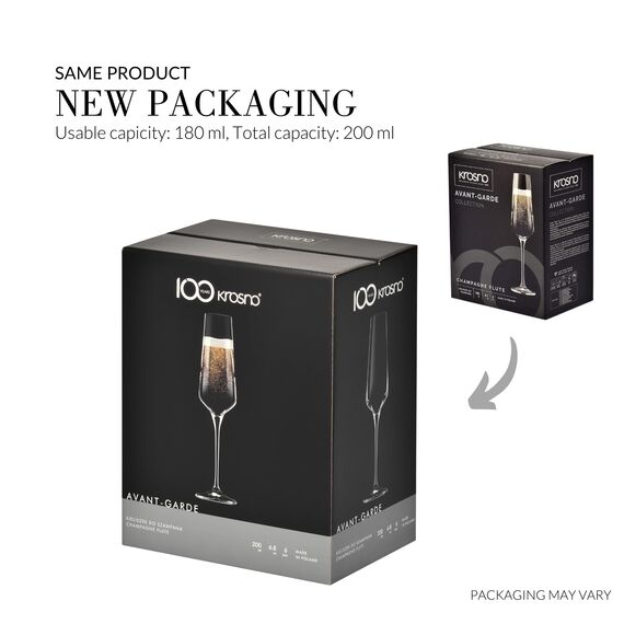 Krosno Sektgläser Champagnerflöten | Set von 6 | 180 ML | Avant-Garde Kollektion | Bleifreies Kristallglas | Proseccogläser | Für Zuhause, Restaurants & Partys | Spülmaschinenfest