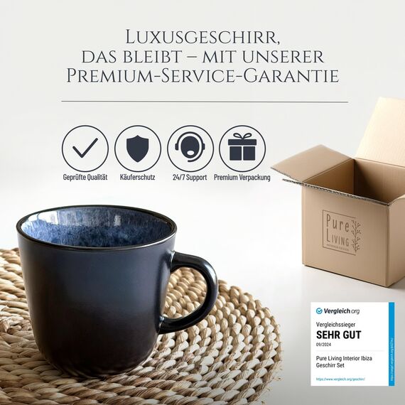 Steingut Kaffeetassen 6 Personen Ibiza TESTSIEGER, Traumhaftes Mediterranes Steingut Tassen Set, Stylisches Tee- und Kaffeebecher Set, Pure Living in Salbeigrün