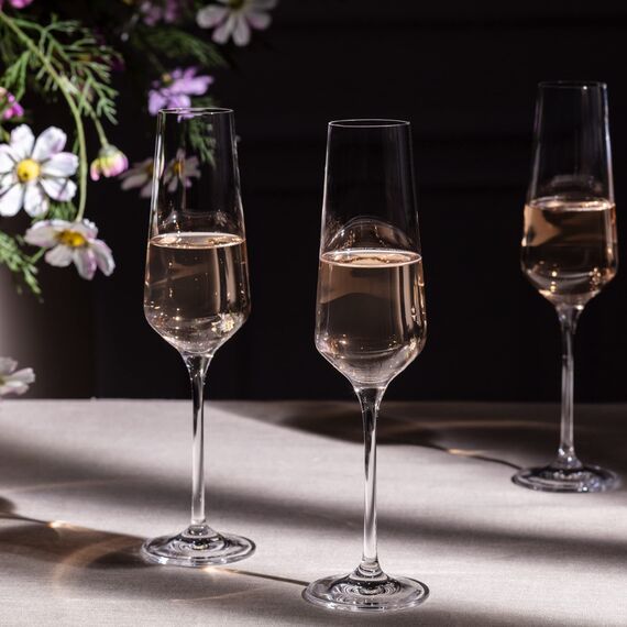 Krosno Sektgläser Champagnerflöten | Set von 6 | 180 ML | Avant-Garde Kollektion | Bleifreies Kristallglas | Proseccogläser | Für Zuhause, Restaurants & Partys | Spülmaschinenfest