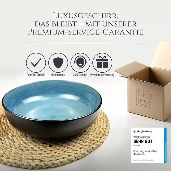 Steingut Servier Teller Groß Ibiza TESTSIEGER, Traumhafte Mediterrane Steingut Servierplatte, Serving Plate Oval, Servierteller Groß - Pure Living in Petrol