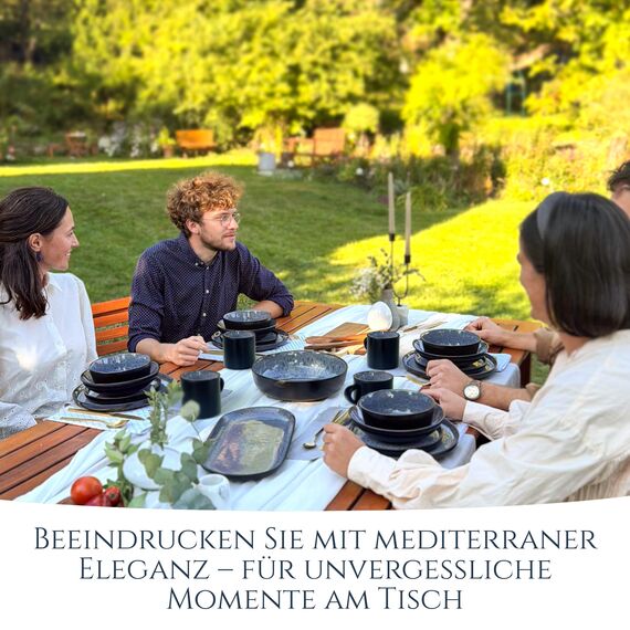 Steingut kleine Kaffeetassen 6 Pers. Ibiza Hochwertiges Mediterranes TEST SEHR GUT Tassen Set, Spülmaschinen-, Mikrowellen- und Kratzfest - Stylisches Tee- und Kaffeebecher Set - Pure Living in Grau