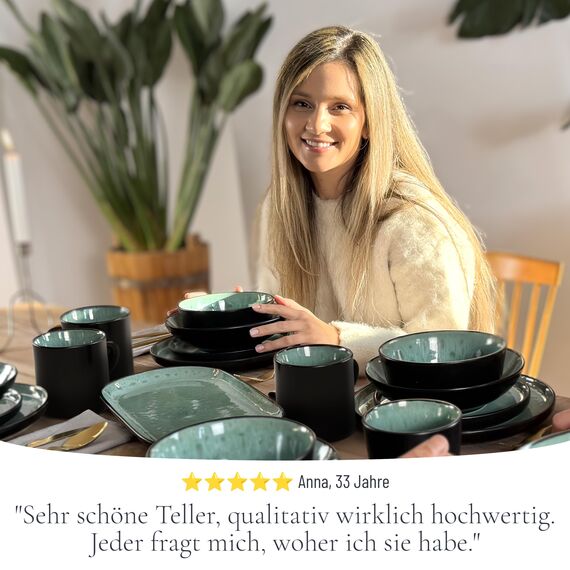 Steingut kleine Tassen 6 Pers. Ibiza Hochwertiges Mediterranes TEST SEHR GUT Tassen Set, Spülmaschinen-, Mikrowellen- und Kratzfest - Stylisches Tee- und Kaffeebecher Set - Pure Living in Meeresgrün