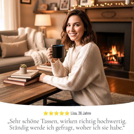 Steingut kleine Tassen 6 Pers. Ibiza Hochwertiges Mediterranes TEST SEHR GUT Tassen Set, Spülmaschinen-, Mikrowellen- und Kratzfest - Stylisches Tee- und Kaffeebecher Set - Pure Living in Tiefblau