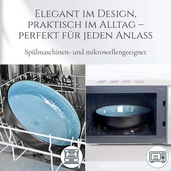 Steingut Servier Teller Groß Ibiza TESTSIEGER, Traumhafte Mediterrane Steingut Servierplatte, Serving Plate Oval, Servierteller Groß - Pure Living in Petrol