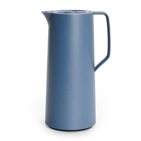Emsa Motiva Isolierkanne 1l, Kaffeekanne Thermo mit Quick-Press-Verschluss, Thermoskanne hält 12h heiß, 24h kalt, Glaskolben, Made in Germany, nordisches Design, nord blau, N41703