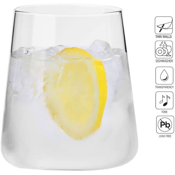 Krosno Gin Gläser Wassergläser Weißweingläser Trinkgläser | Set von 12 | 380 ML | Avant-Garde Kollektion | Perfekt für Hause Restaurants und Partys | Spülmaschinenfest