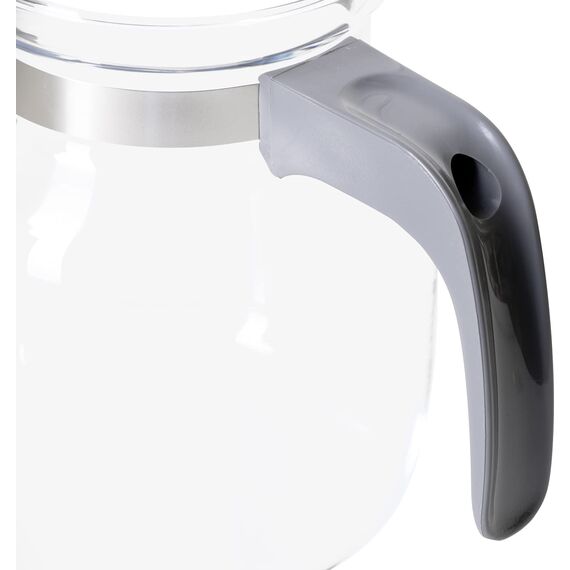 wenco Glaskanne 1,25 l - Ideal für Tee, Kaffee und Kaltgetränke, hitzebeständig, mit Deckel und Ausguss-Öffnung - Spülmaschinenfest und bruchsicher - Transparent/Grau