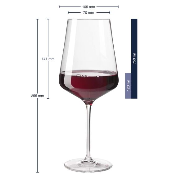 Leonardo Puccini Rotwein-Glas, 1 Stück, spülmaschinenfestes Wein-Glas, Rotwein-Kelch mit gezogenem Stiel, Weinglas, 750 ml, 069554