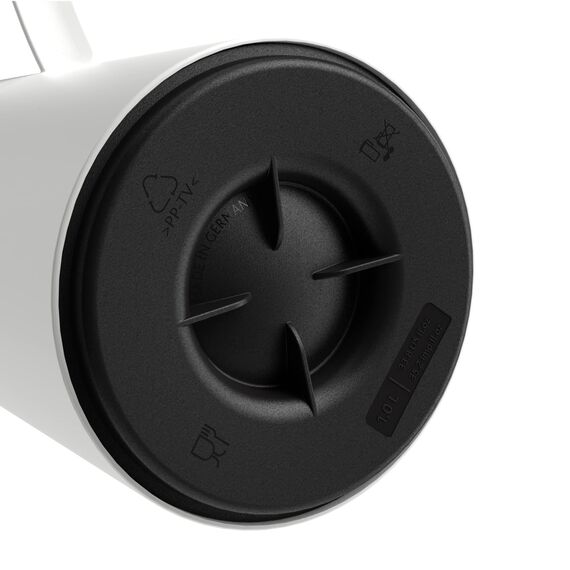 Emsa N41704 Motiva Isolierkanne, 1 Liter, Quick-Press-Verschluss, 12h heiß, 24h kalt, Glaskolben, Made in Germany, Nordisches Design, Weiß