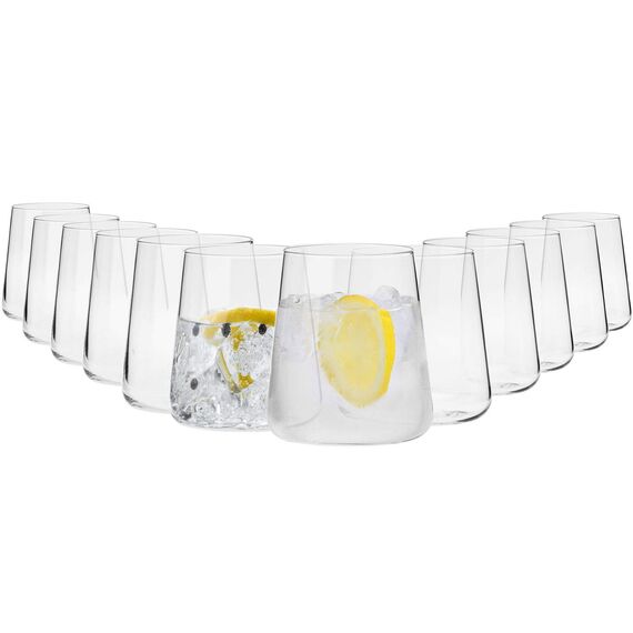 Krosno Gin Gläser Wassergläser Weißweingläser Trinkgläser | Set von 12 | 380 ML | Avant-Garde Kollektion | Perfekt für Hause Restaurants und Partys | Spülmaschinenfest