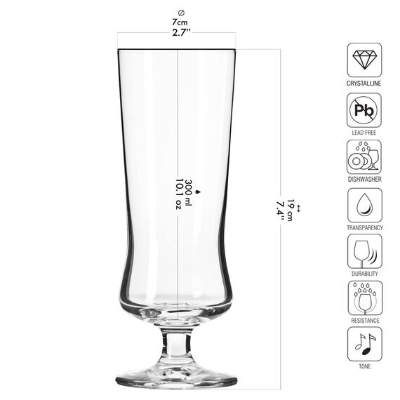 Krosno - Cocktailgläser Longdrinkgläser 6er Set, 300 ml, Avant-Garde Kollektion - Pina Colada, Milchshake Gläser, Bier, Eisbecher Coctails Glas - Spülmaschinenfest | Bleifreies Kristallglas