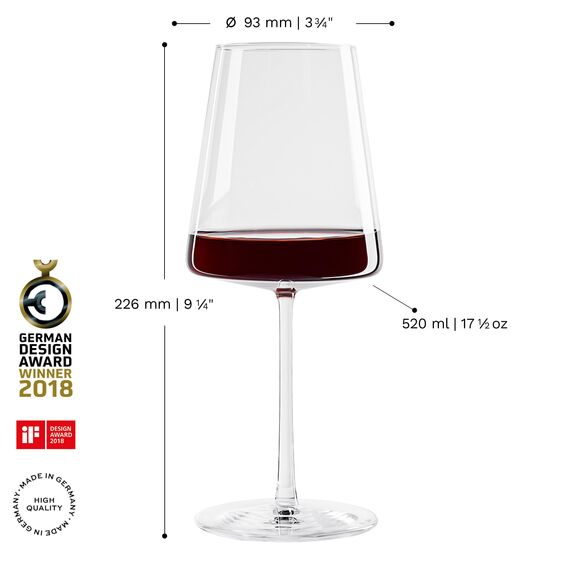 Stölzle Lausitz Rotweingläser Power 6er-Set 520ml – Hochwertige Weingläser für kräftige Rotweine – Moderne Rotweinkelche mit eckiger Form für maximale Geschmacksentfaltung – Spülmaschinen- & Stoßfest