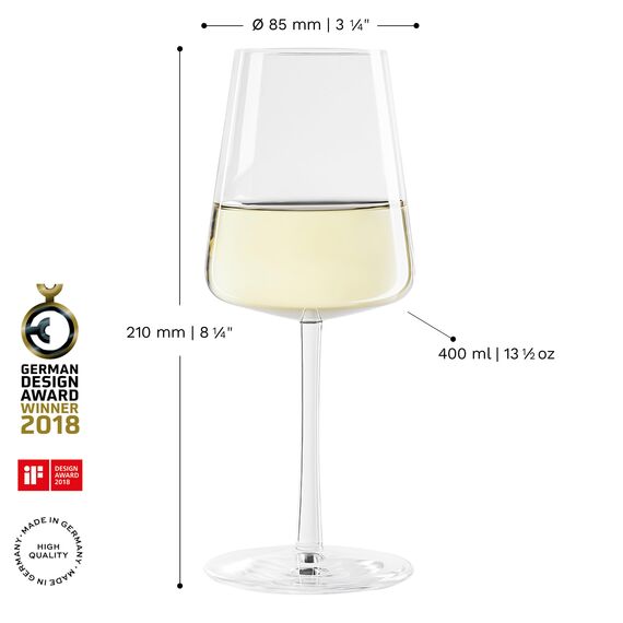 Stölzle Lausitz Weißweingläser Power 2er-Set 400 ml – Moderne Weingläser für maximale Aromaentfaltung von Weißwein – Edler Weißweinkelch aus Kristallglas – Spülmaschinen- & Stoßfest, Made in Germany