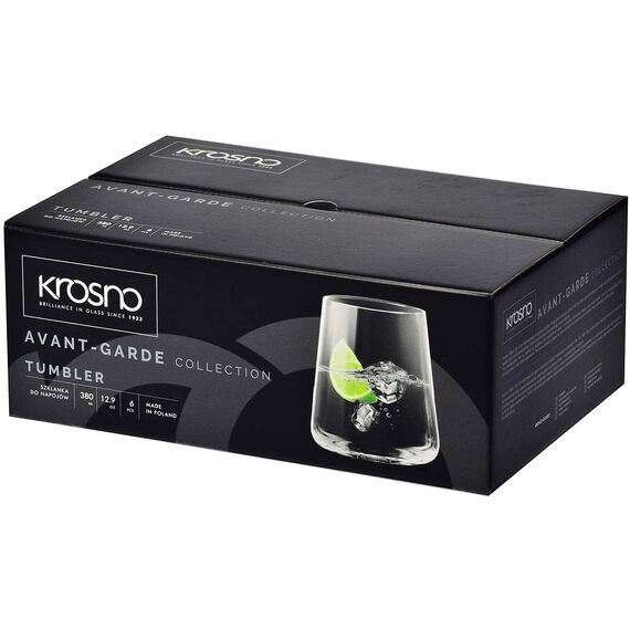 Krosno Gin Gläser Wassergläser Weißweingläser Trinkgläser | Set von 12 | 380 ML | Avant-Garde Kollektion | Perfekt für Hause Restaurants und Partys | Spülmaschinenfest