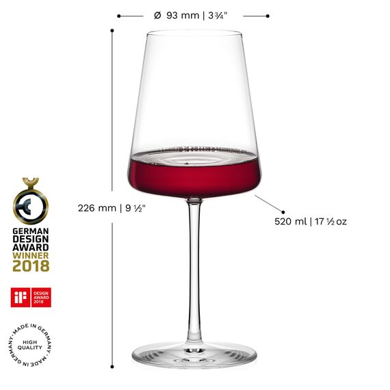 Stölzle Lausitz Power Rotweinkelch 2-Set aus hochwertigem Glas in der Farbe klar mit einem Volumen von 0,52 L, 1590001