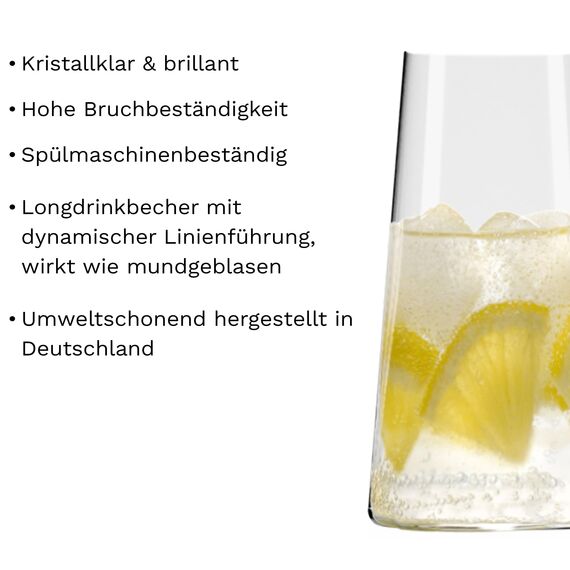 Stölzle Lausitz Longdrinkgläser Power 2er-Set 460ml – Elegante Highball Cocktail Gläser für Drinks, Wasser & Säfte – Hochwertige Longdrinkbecher aus Kristallglas – Spülmaschinen- & Stoßfest