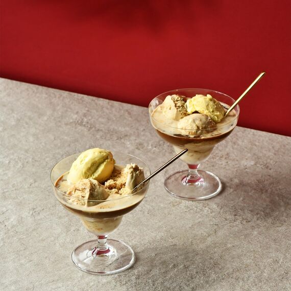 Krosno - Dessertgläser Glas Eisbecher 6er Set, 340 ml, Avant-Garde Kollektion - Dessertschale Groß Dessertschalen Eisschalen Glas mit Fuß - Spülmaschinenfest | Bleifreies Kristallglas