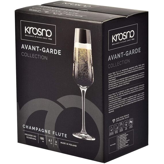 Krosno Sektgläser Champagnerflöten | Set von 12 | 180 ML | Avant-Garde Kollektion | Bleifreies Kristallglas | Proseccogläser | Für Zuhause, Restaurants & Partys | Spülmaschinenfest