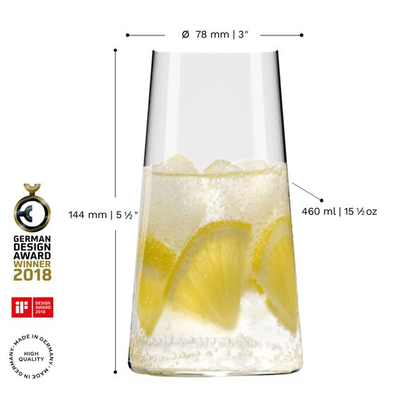 Stölzle Lausitz Longdrinkgläser Power 6er-Set 460ml – Elegante Highball Cocktail Gläser für Drinks, Wasser & Säfte – Hochwertige Longdrinkbecher aus Kristallglas – Spülmaschinen- & Stoßfest