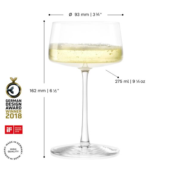 Stölzle Lausitz Champagnerschalen Power 2er-Set 275 ml – Elegante Kristallgläser ideal für Champagner, Sekt & Prosecco – Hochwertige Sektgläser aus deutscher Herstellung – Spülmaschinen- & Stoßfest