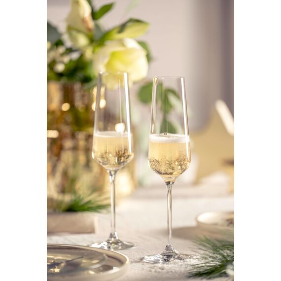 LEONARDO HOME Sektgläser PUCCINI (6er Set) • kratzfeste Sektgläser (280 ml) • Spülmaschinenfest & Langlebig • Zeitlose Champagnergläser für Zuhause & Restaurants • Prosecco-Glas Puccini • 069550